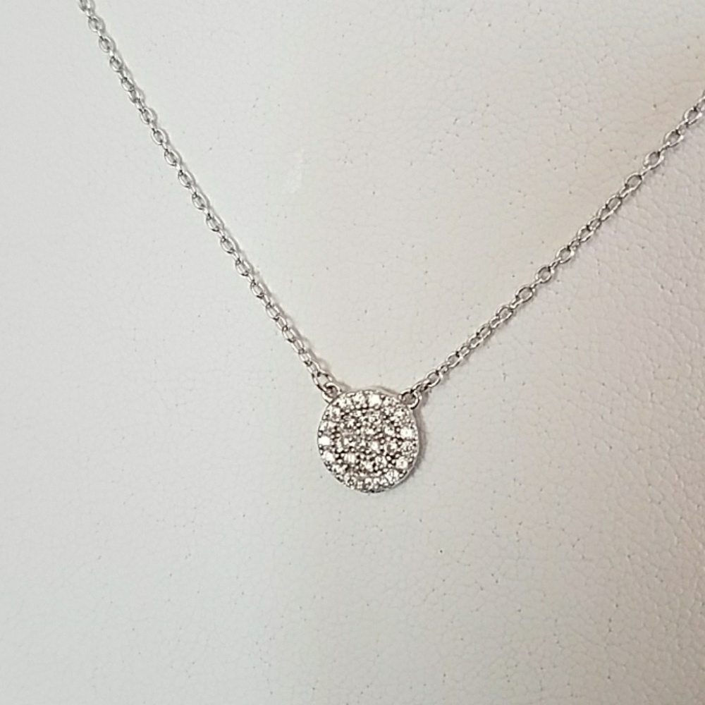 Mini Dainty Disk CZ Necklace 16"-18" adjustable